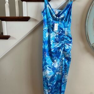 NEW MILLY liliana brushstroke floral dress in blue multi